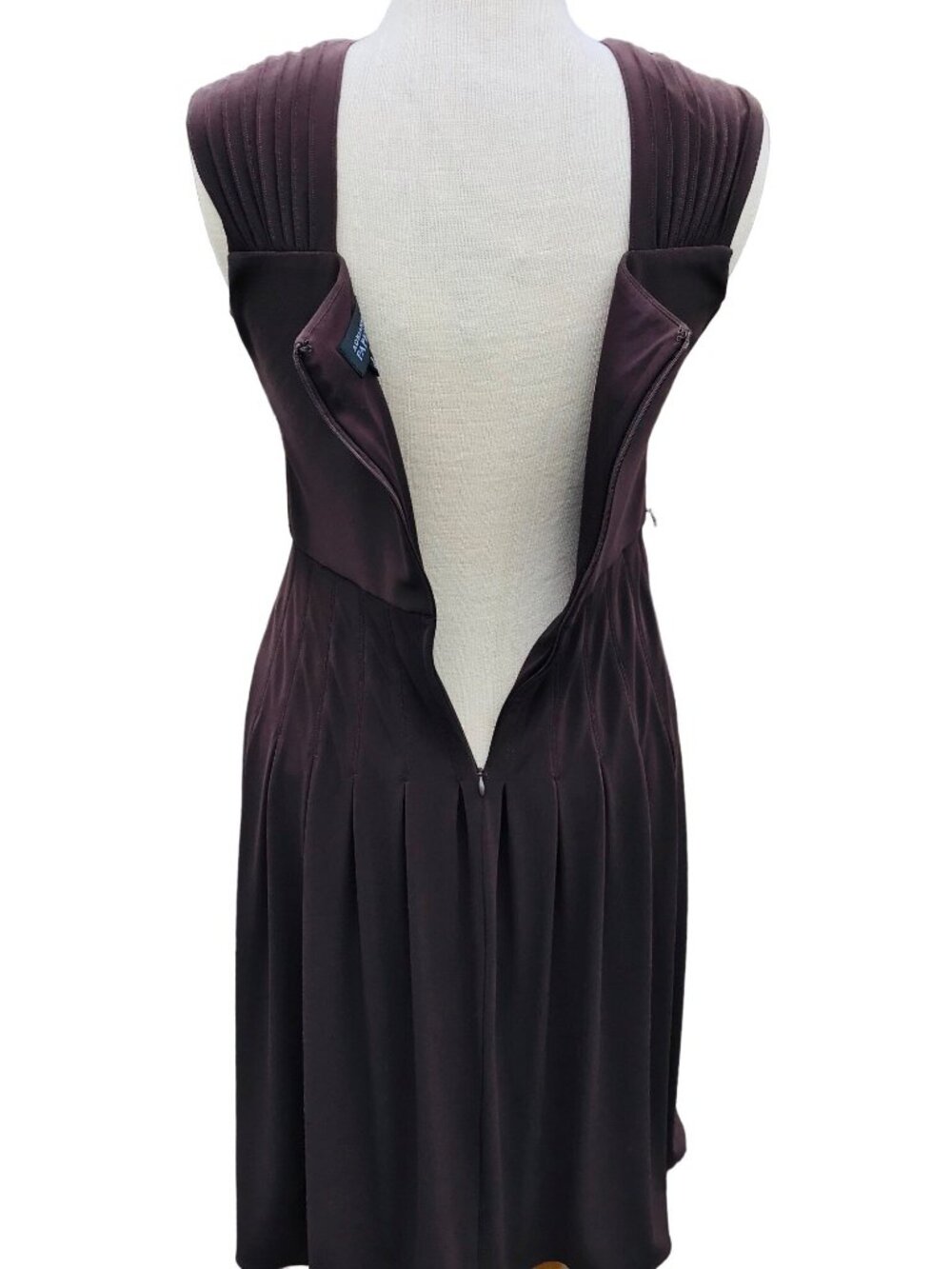 ADRIANNA PAPELL Pintuck Jersey Cap Sleeve Fit N Flare Dress 8 Brown Belt NWT - Picture 13 of 15